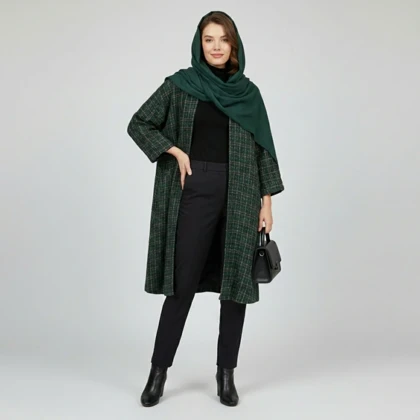 مانتو زنانه چهارخونه شانل ترک پاییزی کد 34