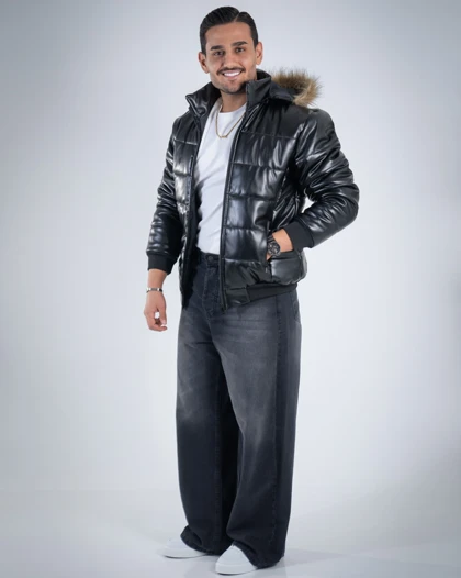 کاپشن مردانه چرم مازول پایین کش_کد4727