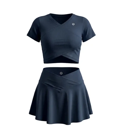 ست ورزشی زنانه دامن و کراپ تنیسی Lululemon