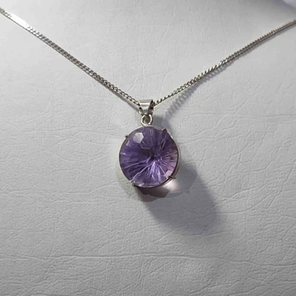 گردنبند نقره با سنگ آمیتیست جواهری (بدون زنجیر)