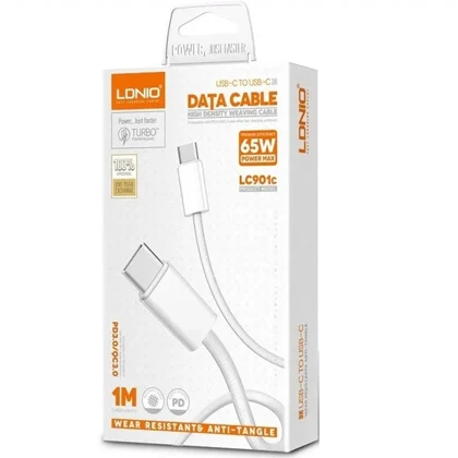 کابل شارژر تایپ سی الدنیو LDNIO مدل LC901C توان 65 وات یک متری