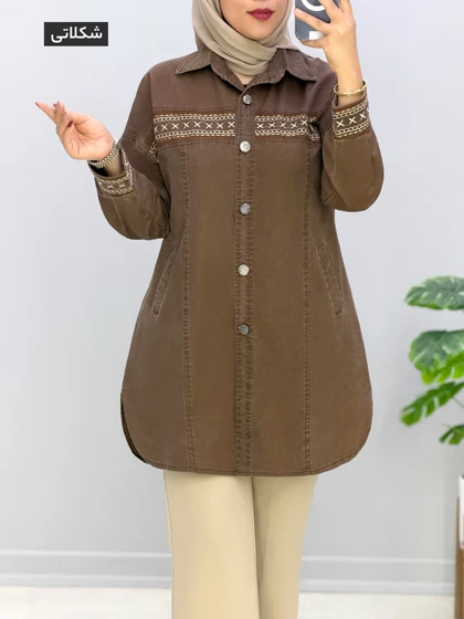 مانتو گلدوزی کتان فرنوشا کد 458284