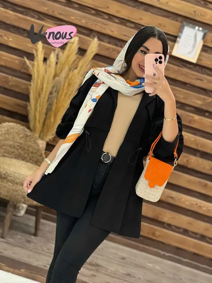 مانتو لینن کمرگت آستین پیله
