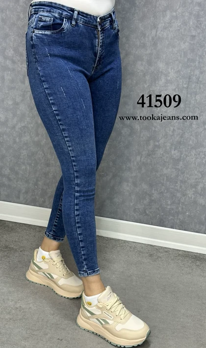 شلوار جین زنانه اسکینی جذب آبی تیره