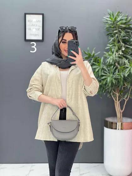 مانتو پیراهنی طرح دار لینن
