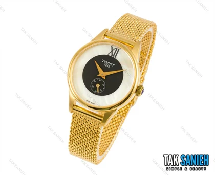 ساعت تیسوت زنانه بند حصیری طلایی Tissot-1731-L