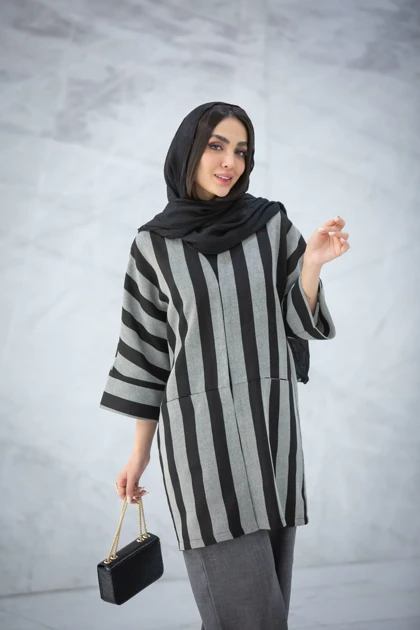 مانتو دوجیب نگار راه راه