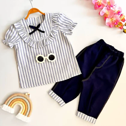 ست دوتیکه شومیز شلوارک دخترانه