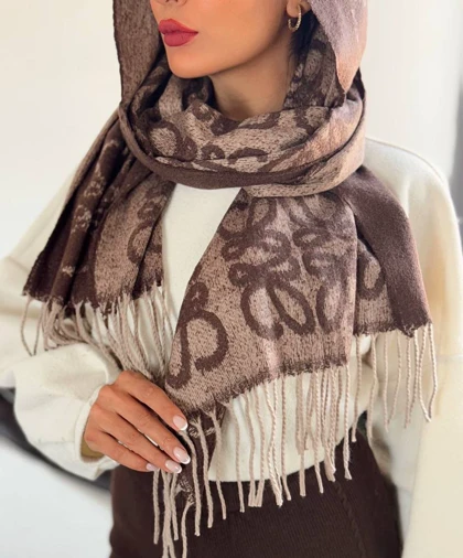 شال وارداتی قهوه ای میکس کد 400