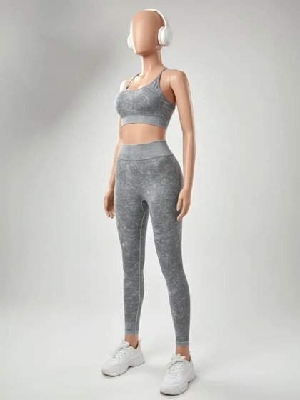 ست نیم‌تنه کاپ‌دار پشت‌باز بند ضربدری و لگ پشت چروک سیملس