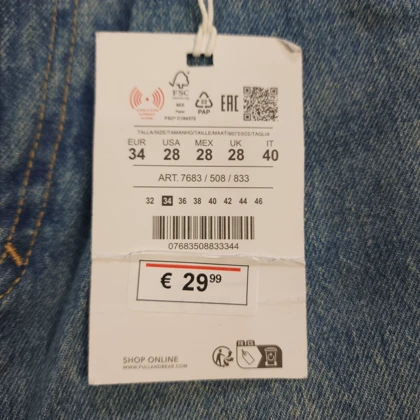 شلوار جین نیم بگ pull & bear بدون جنسیت کد 393