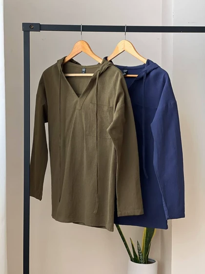 تونیک مانتویی کنف کلاهدار کد 2092