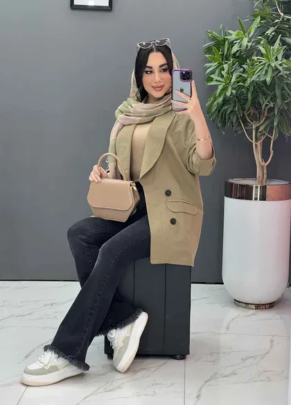 مانتو کتی چهاردکمه یقه آرشال
