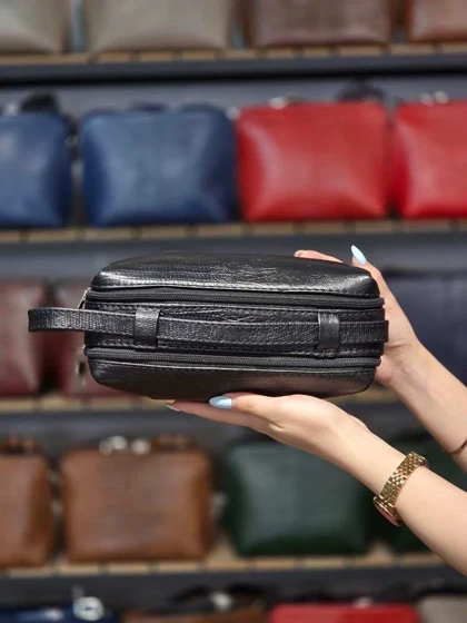 کیف چرم شوز بگ مشکی لیزارد چرم اصل گاوی