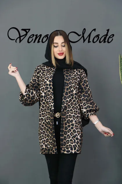 مانتو کتی پلنگی جیب هلالی