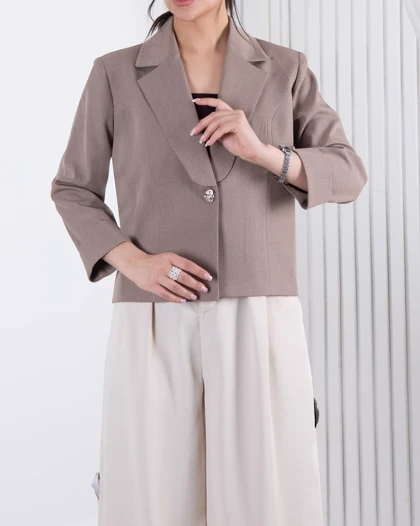 کت مجلسی زنونه یقه انگلیسی تک دکمه TAFFETA