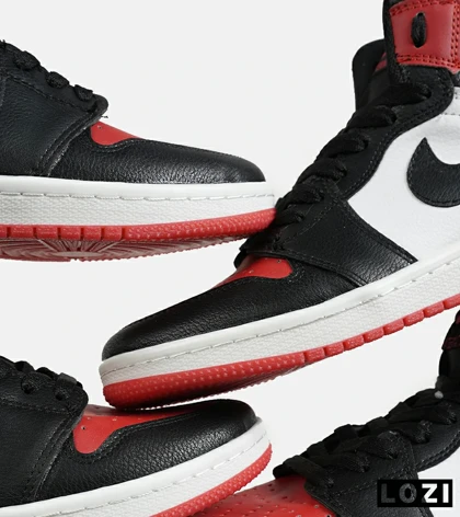 کفش کتانی مردانه و زنانه ساق‌دار مشکی قرمز سفید NIKE jordan 1