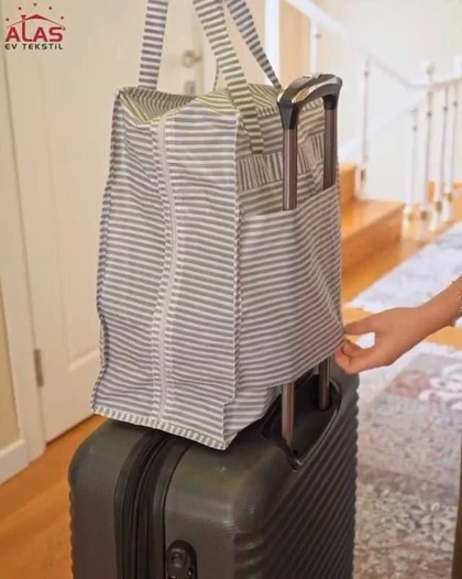 جاکفشی مسافرتی کد 10350 رنگ راه راه طوسی