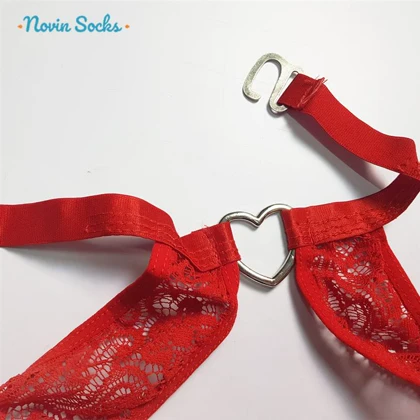 ست شورت و سوتین زنانه مدل گیپوری قلبی کد 5499-2028 به همراه نگهدارنده جوراب