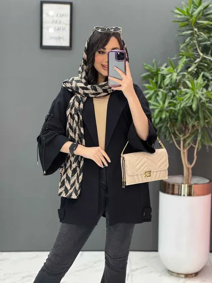 مانتو لینن آستین بند ضربدری