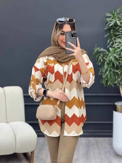 شومیز دو جیب طرح دار