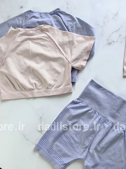 ست کراپ آستین دار و شورتک سیملس ورزشی