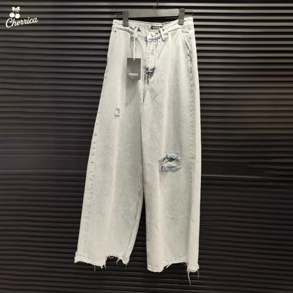 شلوار جین زنانه فول بگ زاپ‌دار یخی کد 18