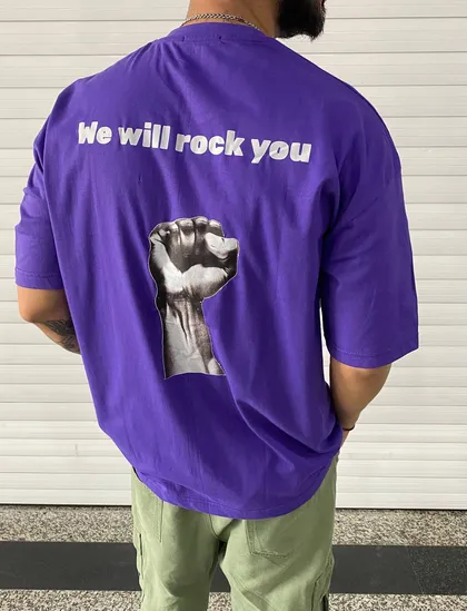 تیشرت بنفش طرح Rock