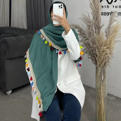 روسری منگوله رنگی