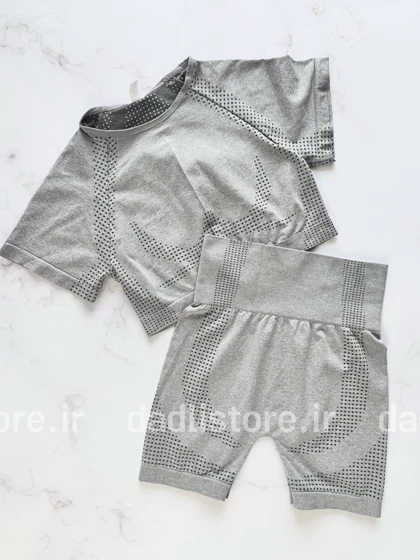 ست کراپ آستین دار و شورتک سیملس ورزشی