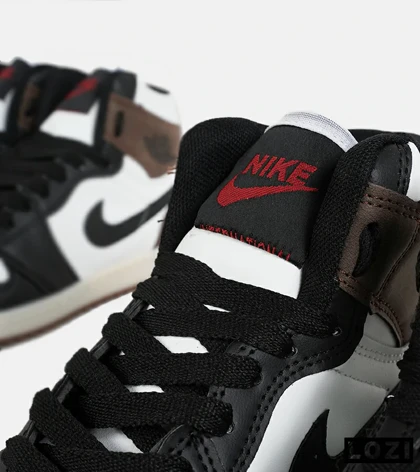 کفش کتانی مردانه و زنانه ساق‌دار مشکی سفید قهوه ای NIKE jordan 1