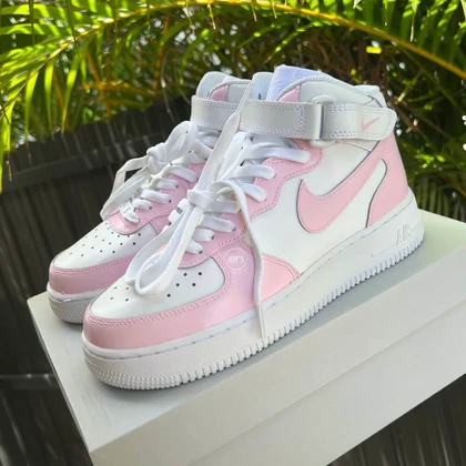 کفش ایرفورس ساق بلند کاستوم | Bubble Gum Pink Custom کد 242499