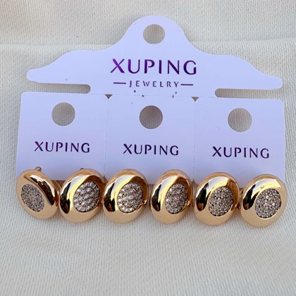 گوشواره دایره ای نگین‌دار میخی ژوپینگ