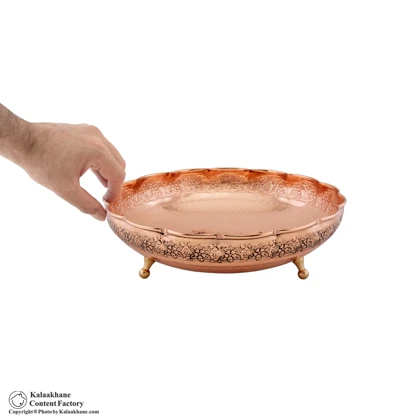 میوه خوری سه پایه مس دیبا رنگ مسی کد 1066