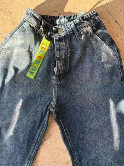 شلوار فول بگ پایین طرح رنگ پاچی آبی