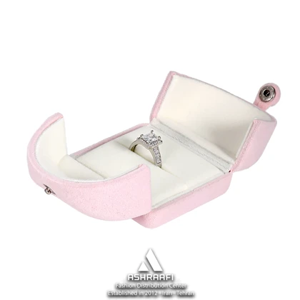 جعبه انگشتر مخملی Pink Velvet Ring Box