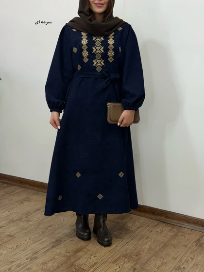 پیراهن مانتویی گلدوزی شیوا