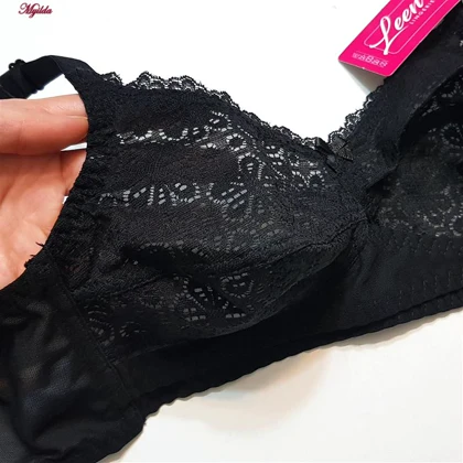 سوتین زنانه لین مدل گیپور بدون فنر مشکی کد 4680-406