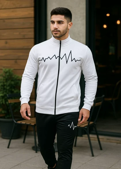 ست سویشرت شلوار مردانه سفید مدل EKO