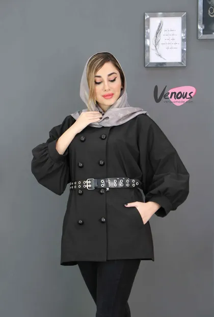 مانتو کتان جلودکمه