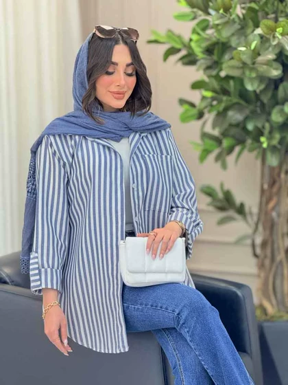 مانتو راه راه تک جیب سارینا