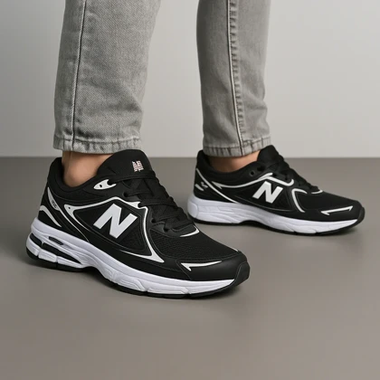 کفش کتانی نیوبالانس مشکی سفید New Balance Black1064