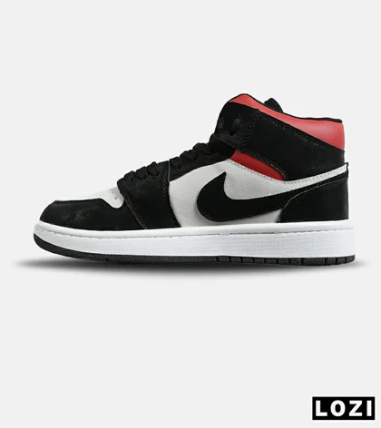 کفش کتانی ساق‌دار مردانه و زنانه مشکی سفید قرمز NIKE jordan 1 مدل 7697