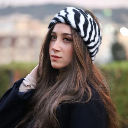 هدبند روسی Zebra Faux Fur Headband