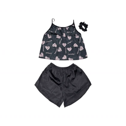 ست تاپ و شلوارک طرح قلب 075