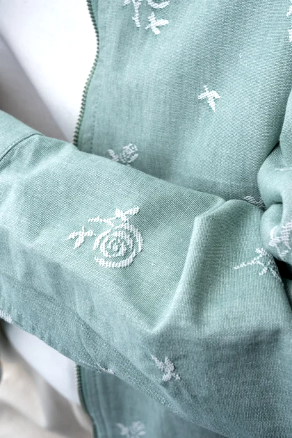 کت کتان ژاکارد زیپ‌دار زنانه