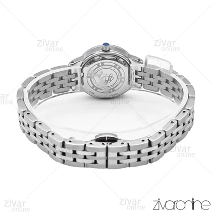 ساعت الکسا اسپشیال زنانه نقره ای صفحه سفید دور نگین 106145