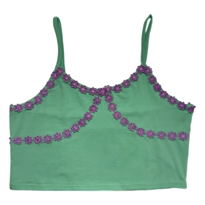 کراپ تاپ پنبه‌ای زنانه با تریم گل بنفش ASOS Daisy street