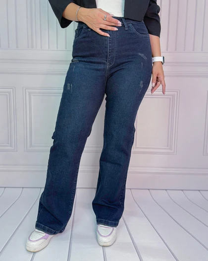 خرید شلوار جین راسته آبی تیره زنانه Dark Blue Straight Jeans کد 80151