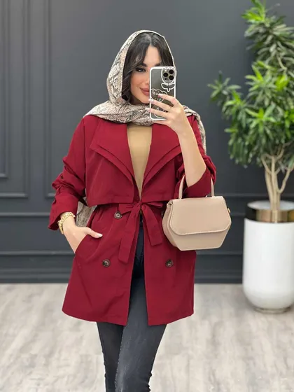 بارانی یقه دوبل ژیله دار